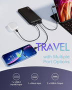batería de viaje delgada de 10000 mAh | Dual USB丨3 Outputs 2 Inputs