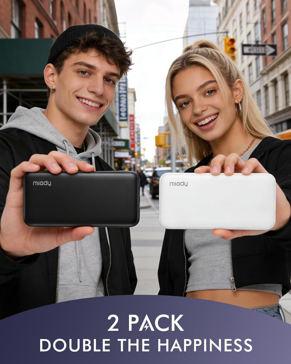batería de viaje delgada de 10000 mAh | Dual USB丨3 Outputs 2 Inputs